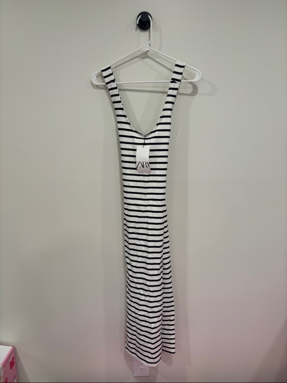 Zara Black & White Striped Cross Back Maxi Dress
